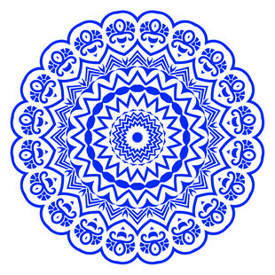 蓝色圆形传统花纹图案