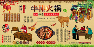 牛排火锅背景墙
