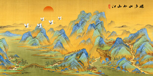 千里江山图背景墙