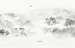 新中式水墨国画山水电视背景墙