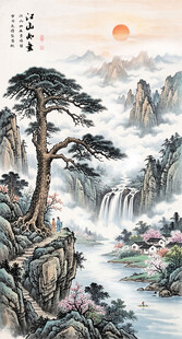 迎客松山水画壁画