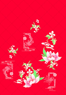 中式红底花卉汉服
