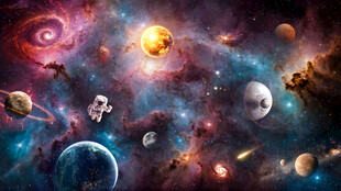 浩瀚宇宙星球太空宇航员银河背景