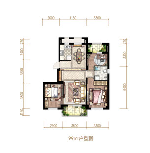 三室户型平面图展示