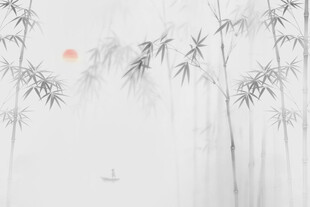 水墨竹叶背景墙