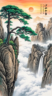 迎客松壁画