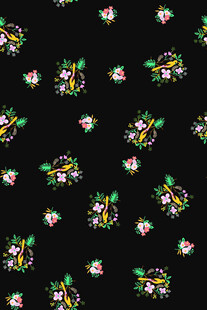 黑色底多彩花卉图案