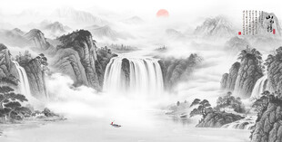 新中式水墨山水画