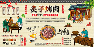 炙子烤肉背景墙