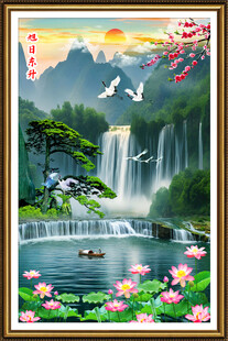 流水生财山水画
