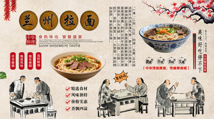 兰州拉面背景墙