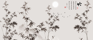 新中式水墨竹子灯箱背景