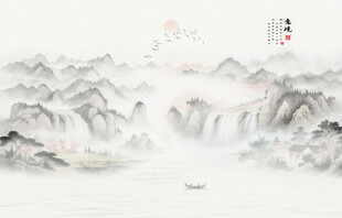 国画山水背景墙