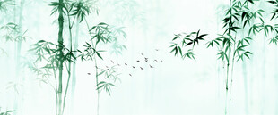 新中式水墨竹子灯箱背景