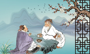 古人对坐品茶图