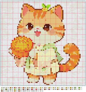 可爱猫咪月饼拼豆图纸