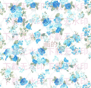 蓝白花卉图案布料纹理