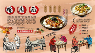 鸡肉面背景墙