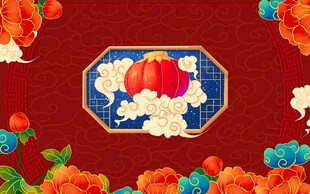 国潮灯笼背景墙