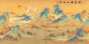 宋式青绿千里江山山水装饰画壁画
