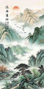 竖幅玄关山水画