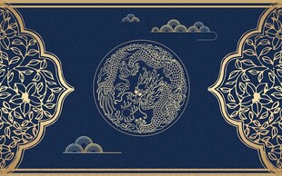 国潮风线条花纹背景墙