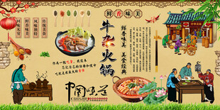 牛杂火锅背景墙