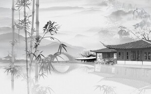 新中式江南竹林背景墙