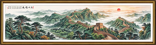 长城国画迎客松背景