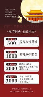 理发店中秋国庆海报
