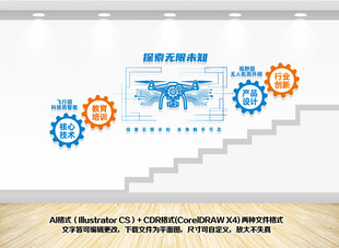 无人机公司楼梯文化墙