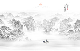 国画山水背景墙