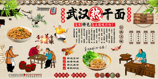 武汉热干面背景墙