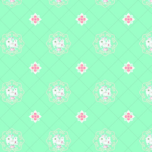 清新绿底碎花无缝图案