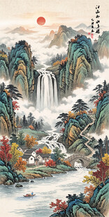 竖幅山水画