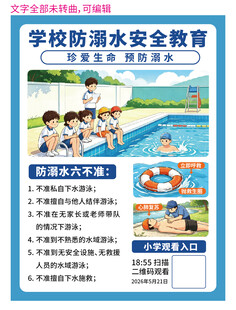 学校防溺水安全教育海报