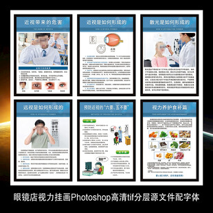 眼镜店医院眼科视力展板挂画海报
