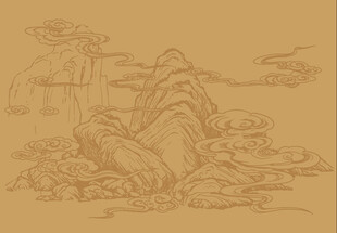 古典山水线描纹样