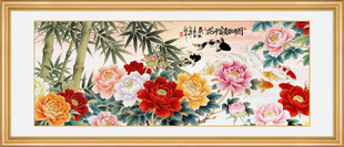 富贵牡丹花鸟装饰国画