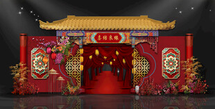 经典中式布幔长廊效果图