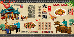 大盘鸡背景墙