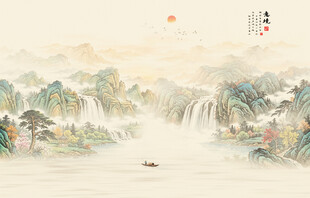 古风背景山水画