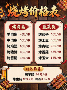 烧烤店价格表