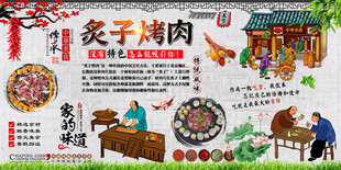 炙子烤肉背景墙