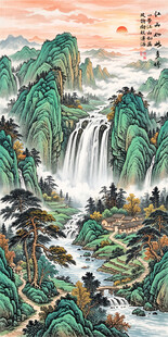 山水画玄关挂画