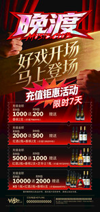 酒吧开业充值活动海报物料