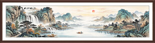 迎客松聚宝盆客厅山水装饰挂画