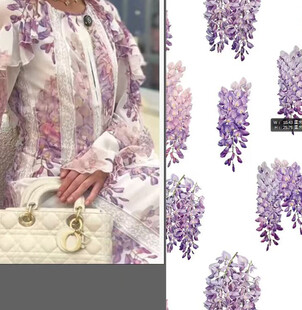 高清紫藤花服饰印花图案