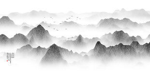 国风水墨山水横版背景