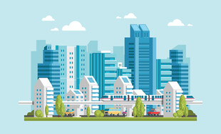 现代城市建筑群插画